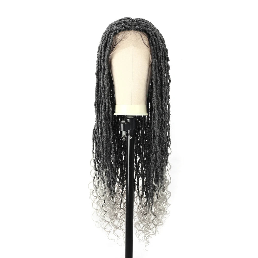Goddess Faux Locs Crochet Wig | Lace Front Twist Dreadlock Wig with Curly Ends & Baby Hair | Synthetic Braided Wig Luxegan