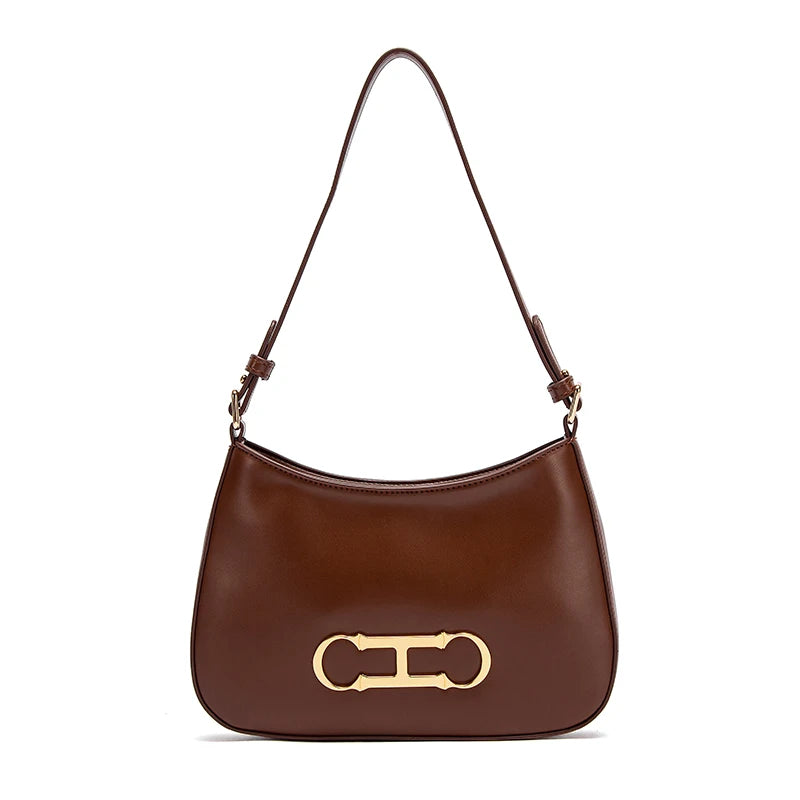 Women’s New Simple Baguette Handbag | Minimalist Mini Shoulder Bag | PU Leather Underarm Purse with Secure Zipper Closure | Trendy Everyday Small Tote Luxegan