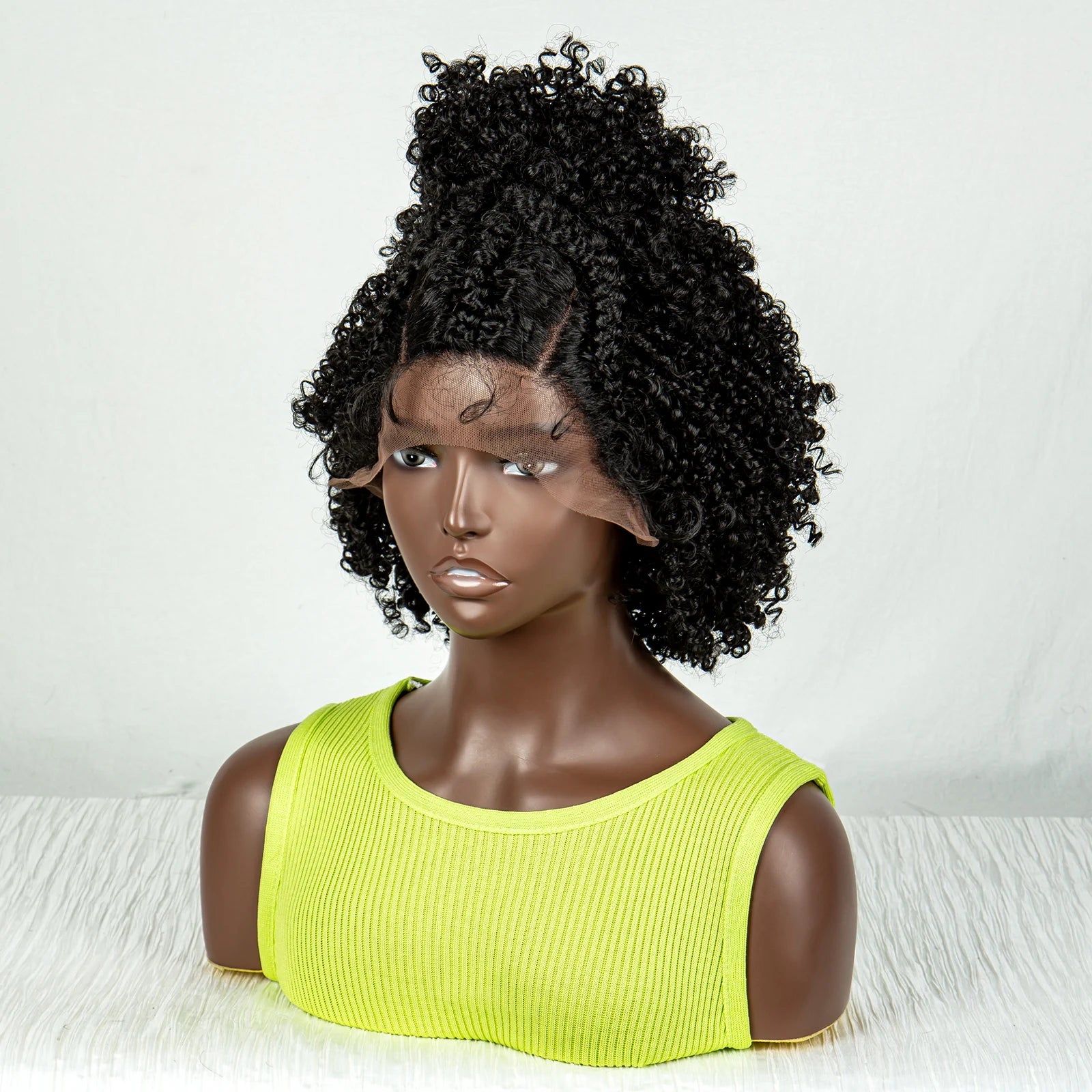 Short Afro Curly Knotless Braids Wig | Lace Front | Baby Hair Luxegan
