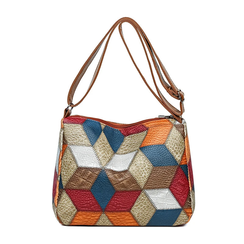 New Style Women’s Casual Shoulder Bag | Stylish PU Leather Patchwork Crossbody | Simple Minimalist Tote with Adjustable Strap | Versatile Daily Handbag Luxegan