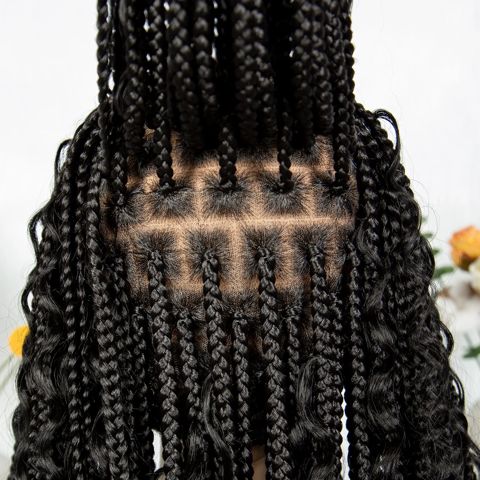 HD Transparent Full Lace Boho Box Braids Wig | Knotless Synthetic Luxegan