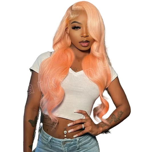 Light Orange Body Wave HD Lace Frontal Wig | 613 Colored Transparent Swiss Lace Wig | 13x4 & 13x6 Human Hair Wig for Women with T-Part and 4x4 Closure Options Luxegan