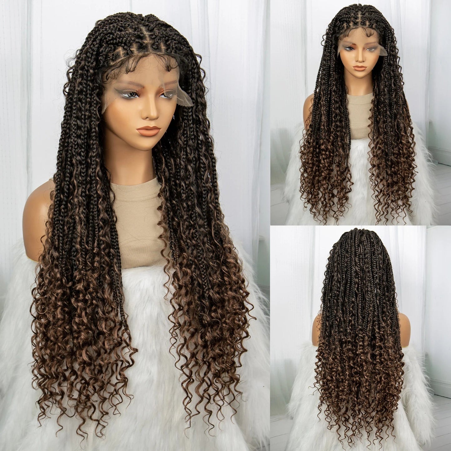 32" Boho Knotless Box Braids Wig | Lace Front | Baby Hair | Black Women Luxegan