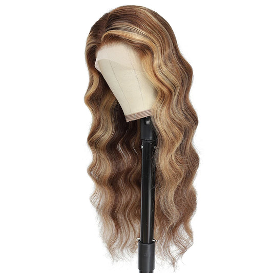 180% Density Ombre Highlight Body Wave Human Hair Wig | HD Transparent Lace Front Luxgan