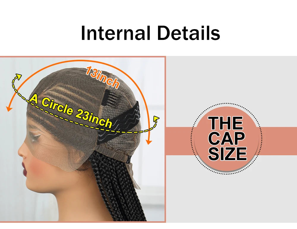 36" Natural Straight Cornrow Braids Wig | Lace Front | Baby Hair Luxegan