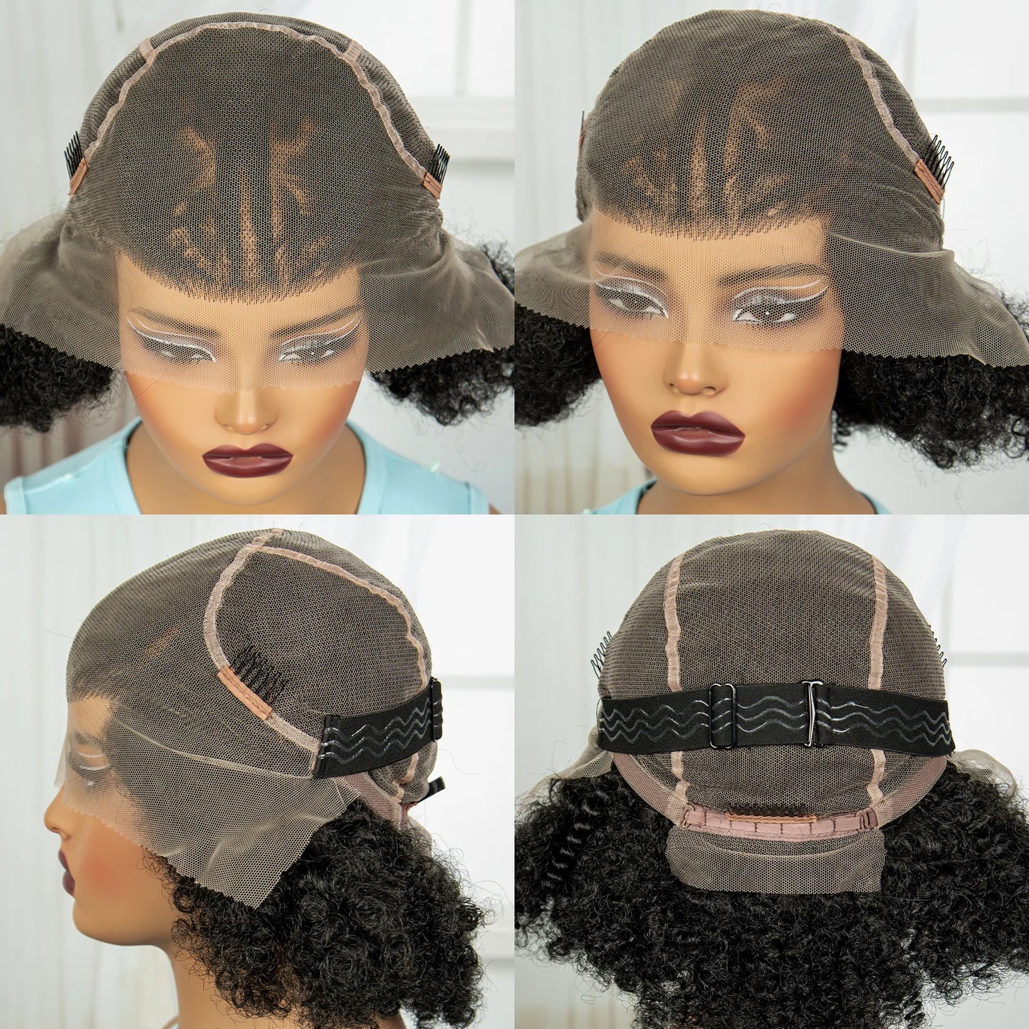 Short Natural Afro Kinky Curly Cornrow Braids Wig | Full Lace | Baby Hair Luxegan