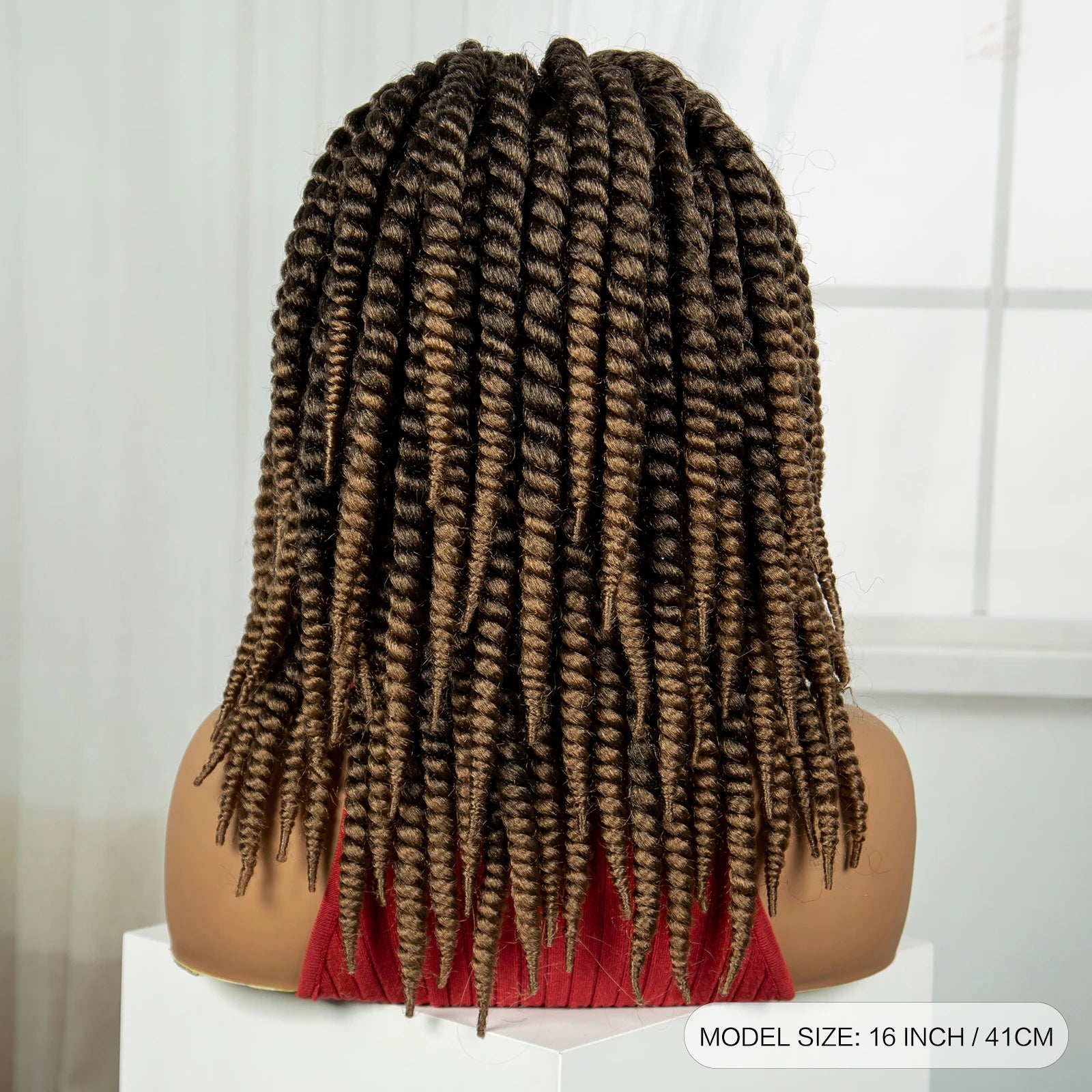 16" Knotless Box Twist Braids Wig | Full Lace | Baby Hair Luxegan