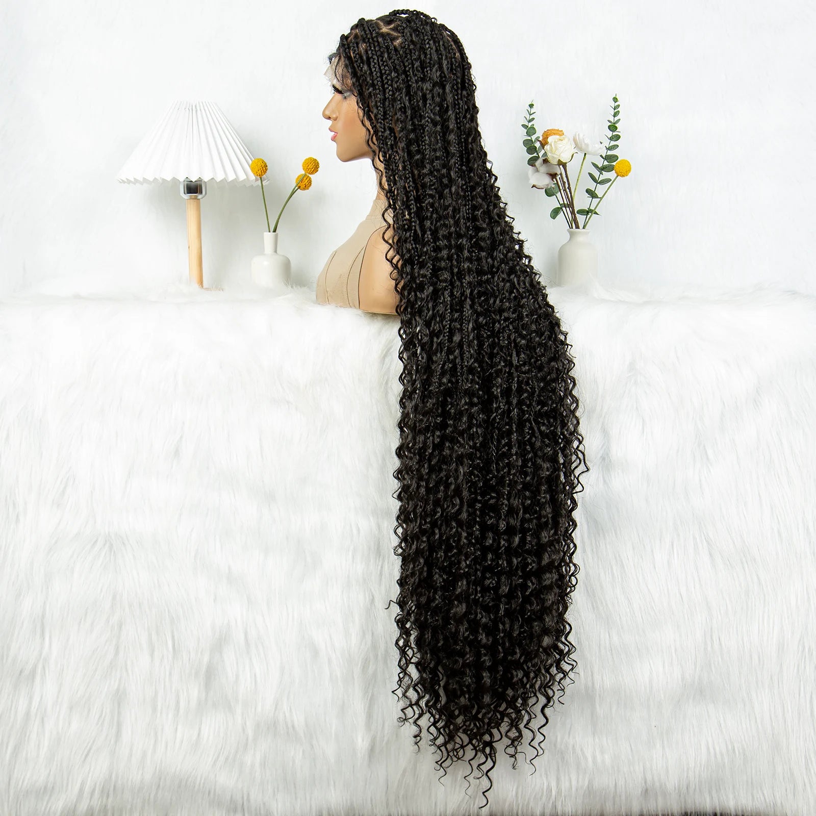 40" Goddess Braids Wig | Boho Knotless Box Braids | Full Lace | Baby Hair | Synthetic Hair | Black Women