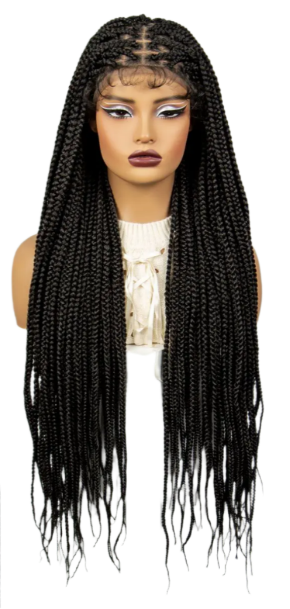 36" Ombre Knotless Braids Wig | 1B/27 | 9x6 Lace Front | Baby Hair Luxegan
