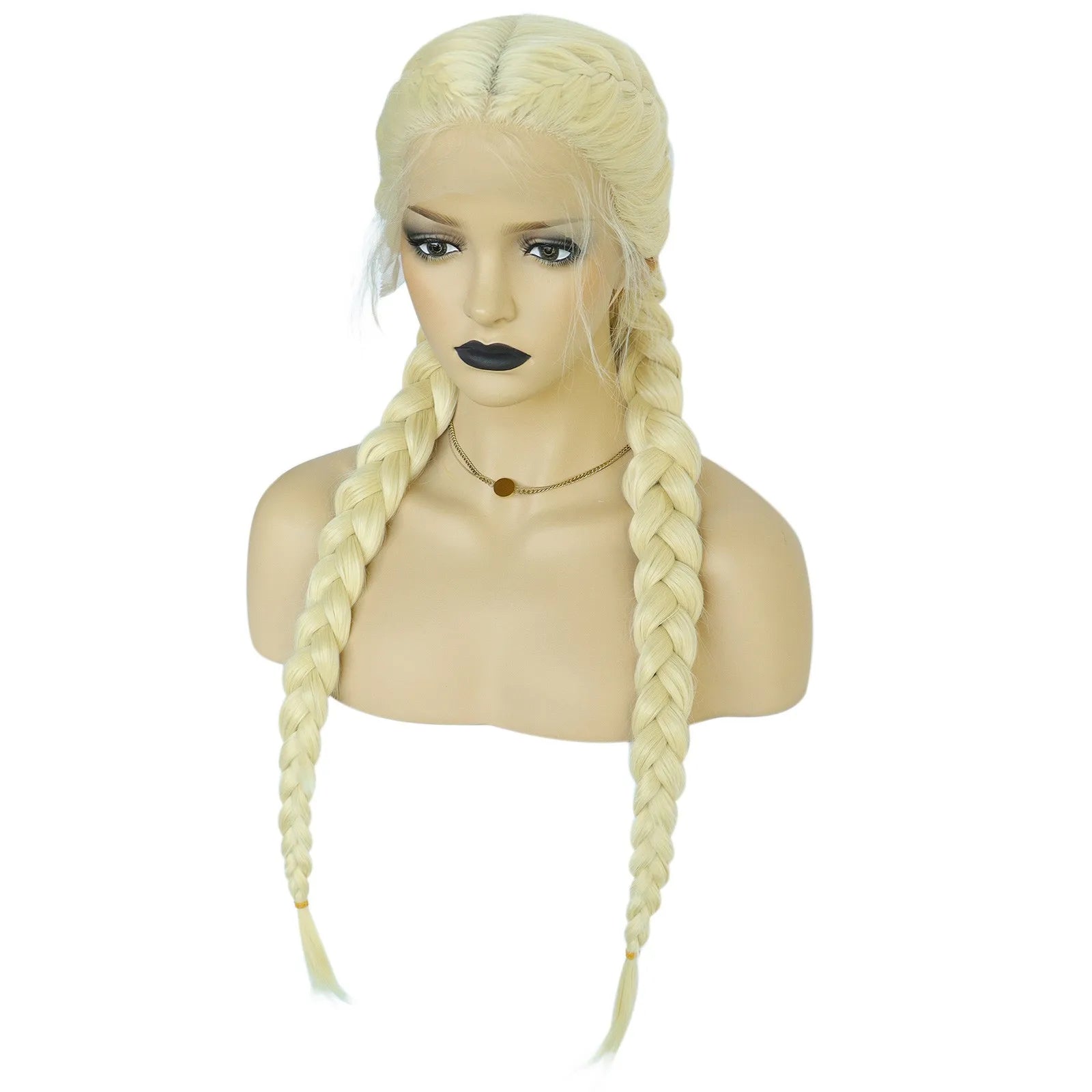 Long Black Senegalese Twist Wig | T-Part Lace Braided Wig | Synthetic Braids with Wig Cap | Daily & Party Use