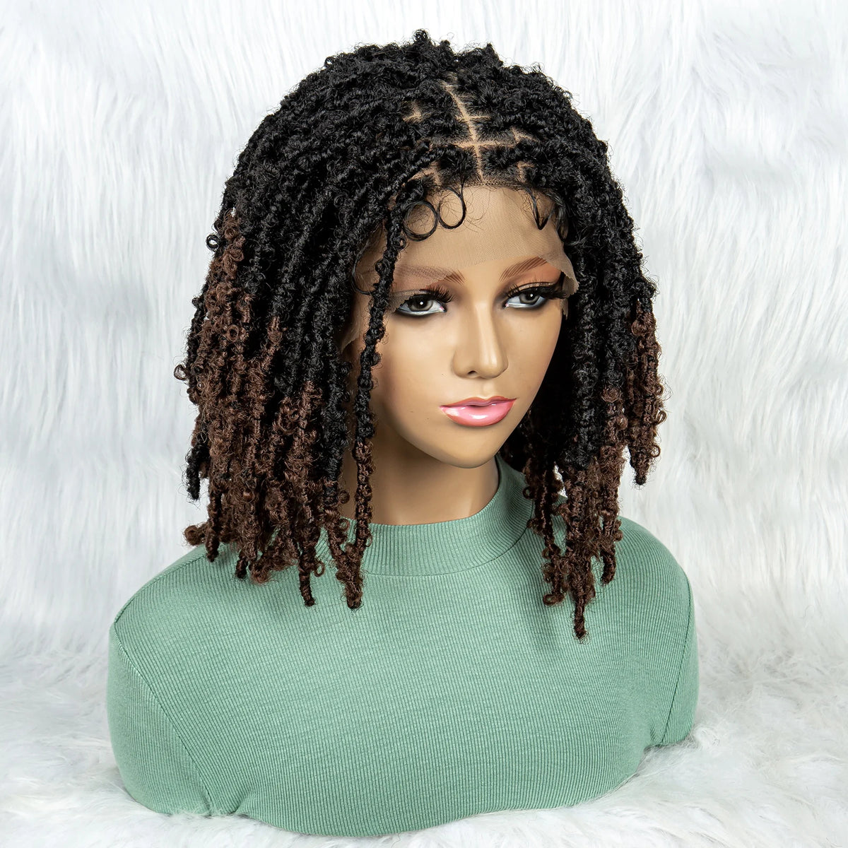 KIMA Pelucas trenzadas sintéticas de 14 pulgadas Peluca frontal de encaje Pelucas trenzadas 9x6 Trenzas de caja sin nudos con pelo de bebé para mujeres negras