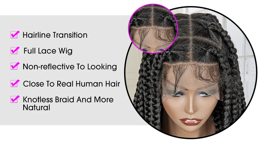 Jumbo Cornrow & Knotless Box Braids Wig | Full Lace | Baby Hair | Black Women Luxegan