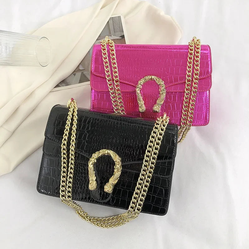 Hot Sale: New Crocodile Pattern Women's Bag | Simple Chain Crossbody & High-End Handbag Luxegan
