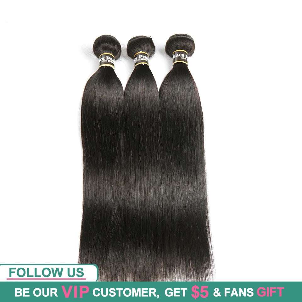 10A Grade Silky Bone Straight Human Hair Bundles | 100% Brazilian Remy Human Hair Weaving | Premium Sew-In Extension Bundles Deal (3-Piece Multipack, #1B Natural Black) Luxegan