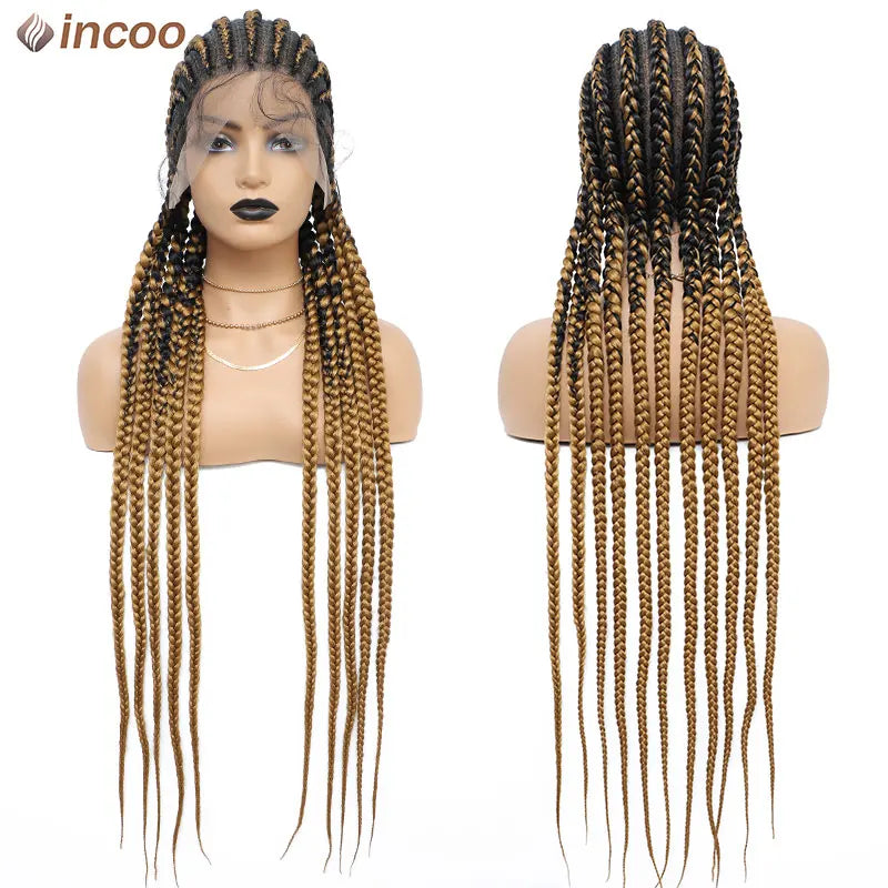36" Twist Braided Wig | Cornrows & Goddess Braids | Full Lace Frontal | Baby Hair Luxegan