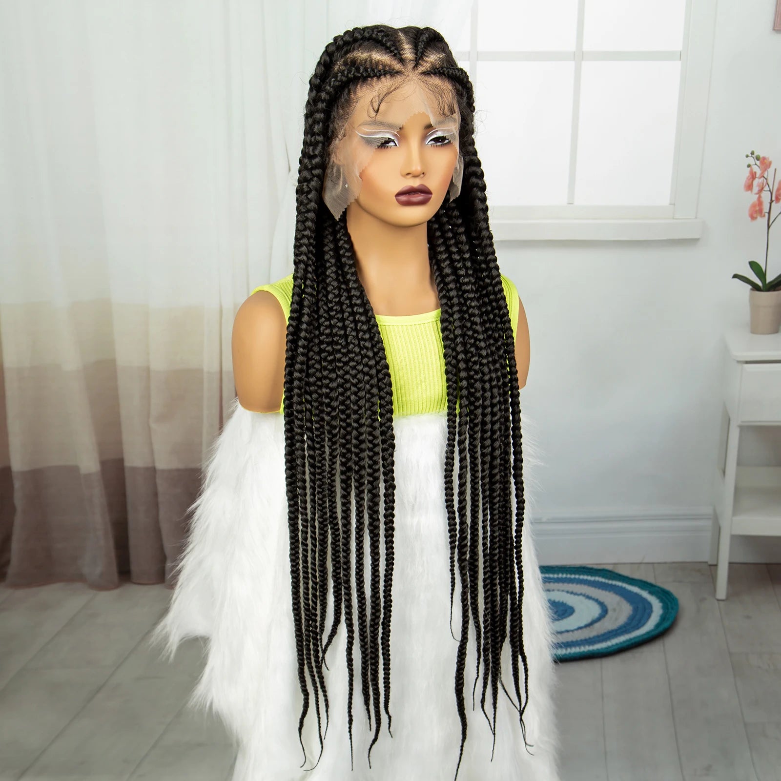 38" Cornrow Knotless Braids Wig | Full Lace | Baby Hair | Long Braids Luxegan