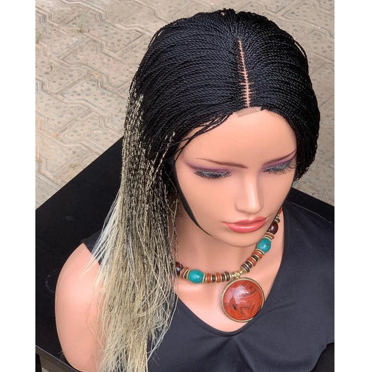 34" 360 HD Lace Braided Wig | Knotless Braids | Kanekalon Fiber | Choose Lace Color