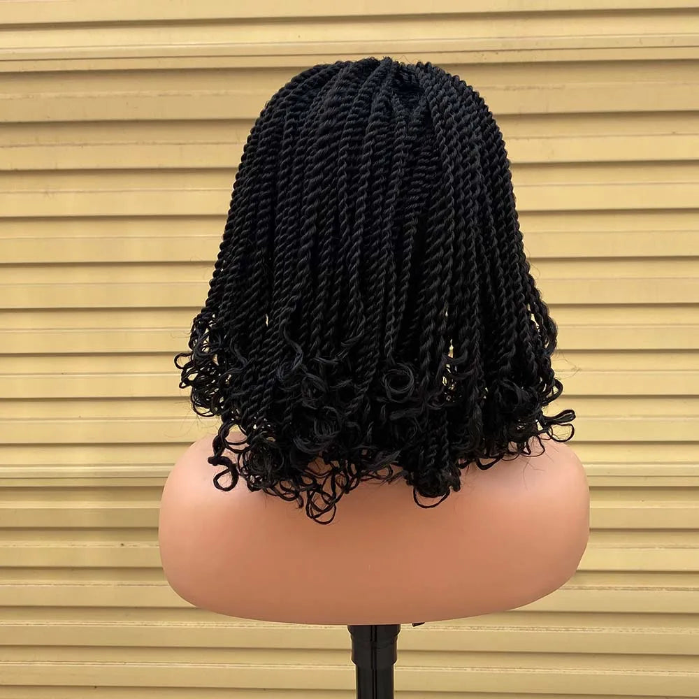 Ombre Red Box Braided Bob Wig | Short Crochet Braids | Kinky Twist Style | Heat Resistant Synthetic Hair | African Braiding Wig