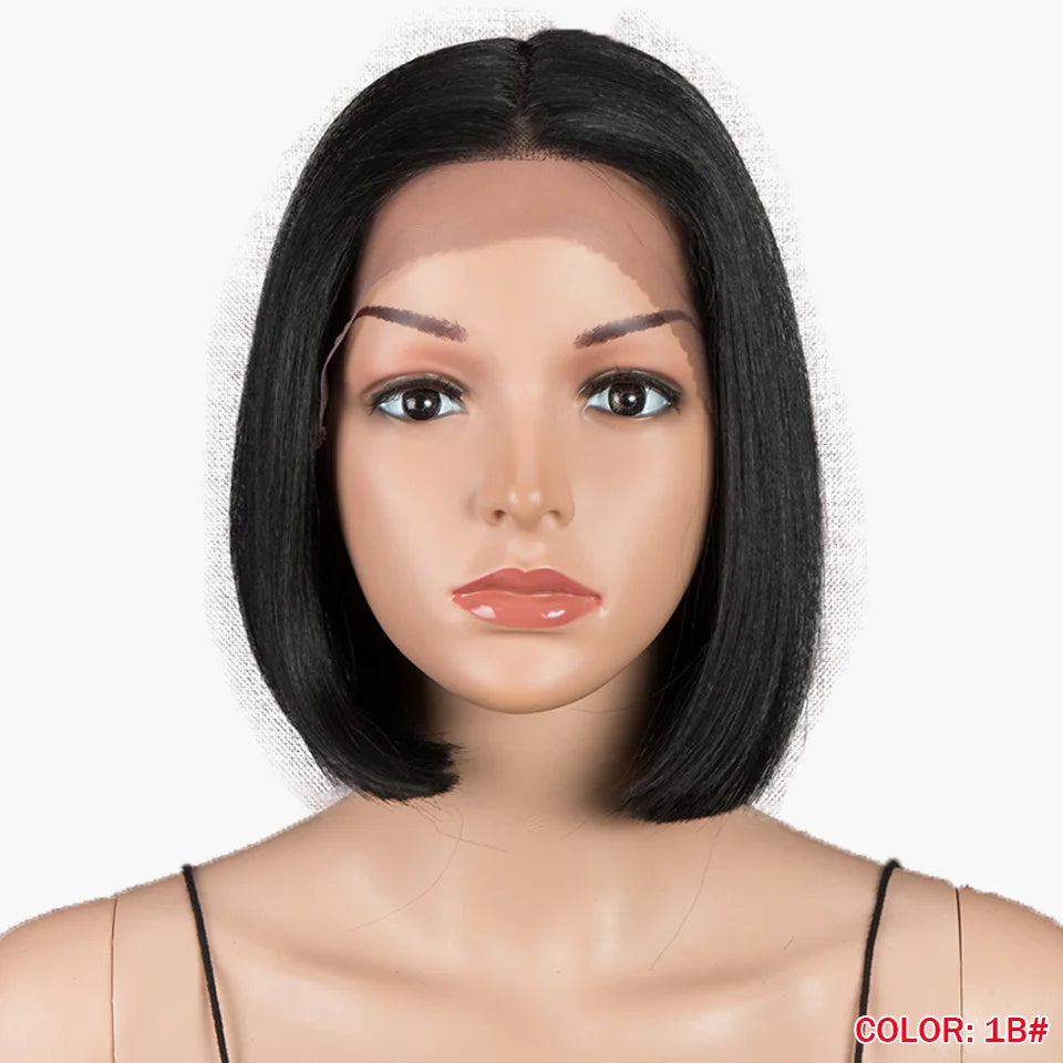 10 Inch Ombre Brown Straight Short Bob Wig | Synthetic Lace Front Wigs for Women (Heat Resistant Fiber, Cosplay & Daily Use) Luxegan