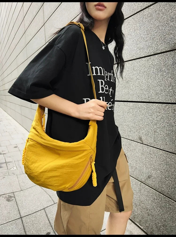 Soft Cloth Hobo Crossbody | Trendy Large Capacity Student Bag Luxegan
