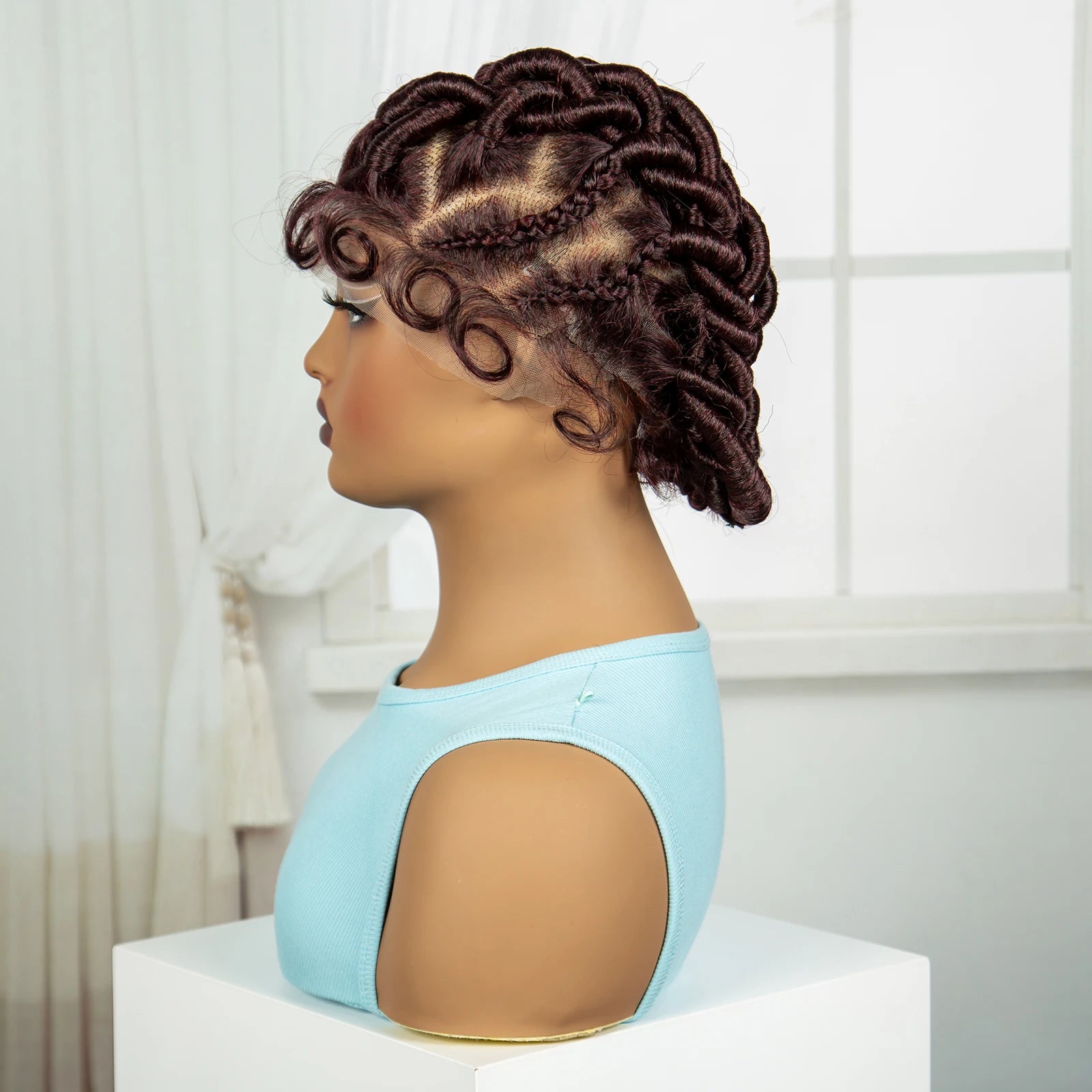 613 Blonde Short Handmade Bantu Knotless Braids Wig | Full Lace Luxegan