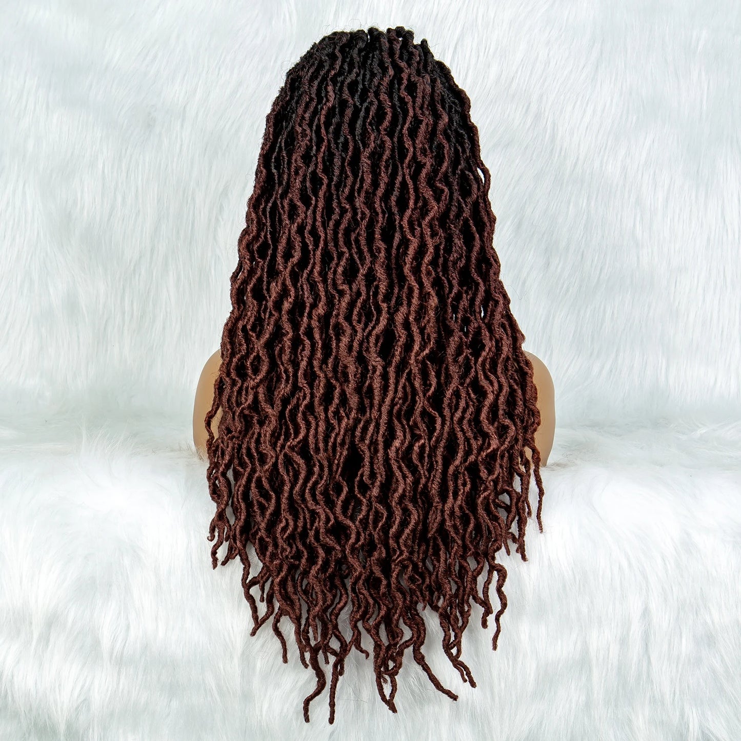 Knotless Box Braided Wig with Curly Ends & Baby Hair | Synthetic Lace Front Wig for Black Women Luxegan