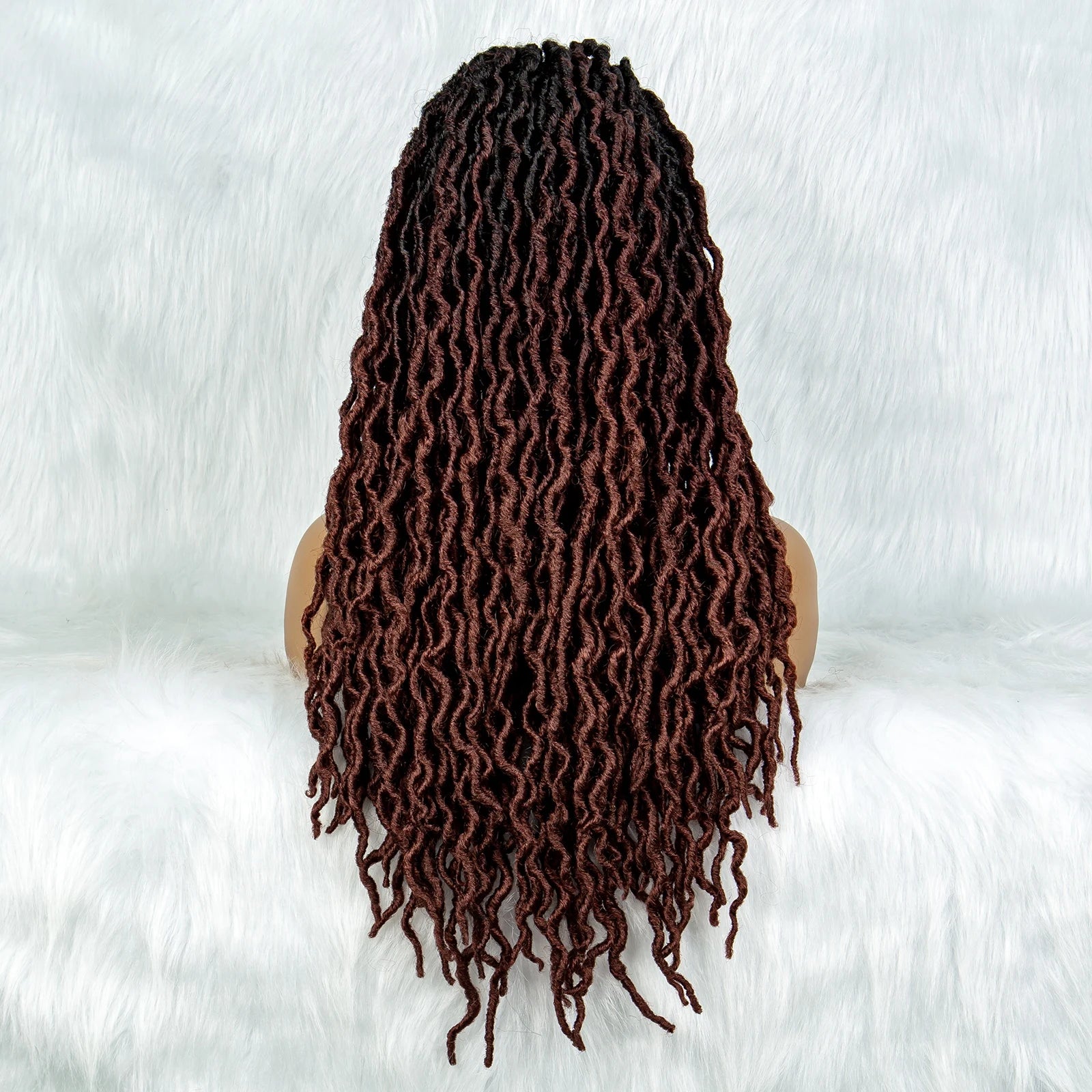 Knotless Box Braided Wig with Curly Ends & Baby Hair | Synthetic Lace Front Wig for Black Women Luxegan