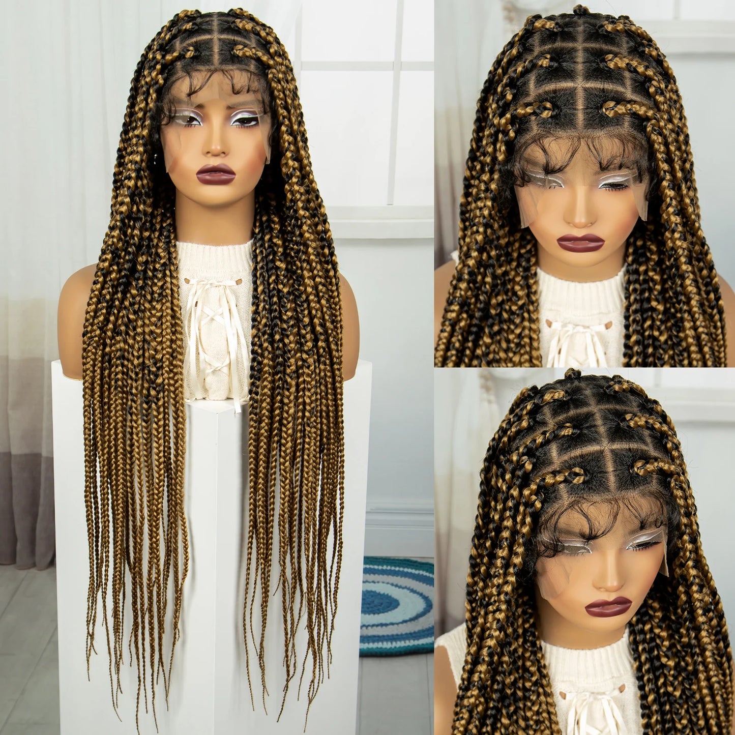 36" Knotless Box Braids Wig | Full Lace | Baby Hair | Natural Look Luxegan
