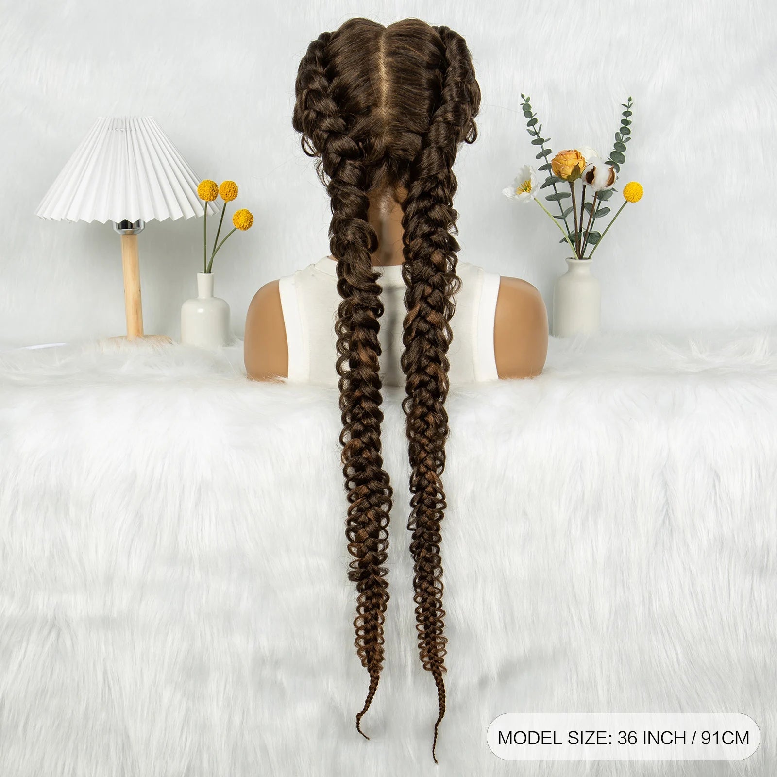 36" Twisted Braids Lace Front Wig | 13x1 | Senegalese Twist | Baby Hair | Handmade Synthetic Braids Luxegan