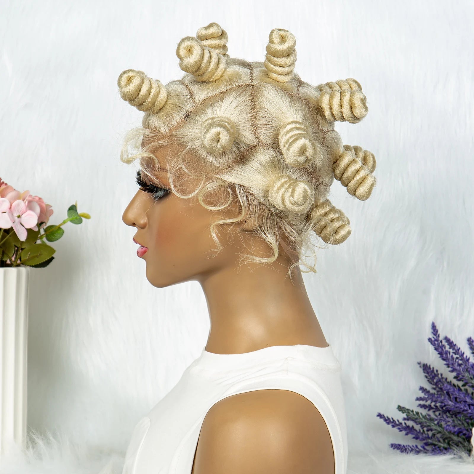 KIMA Bantu Knot Knotless Box Braids Wig | 350# Blonde Braided Bun Full Lace Wig for Black Women Luxegan