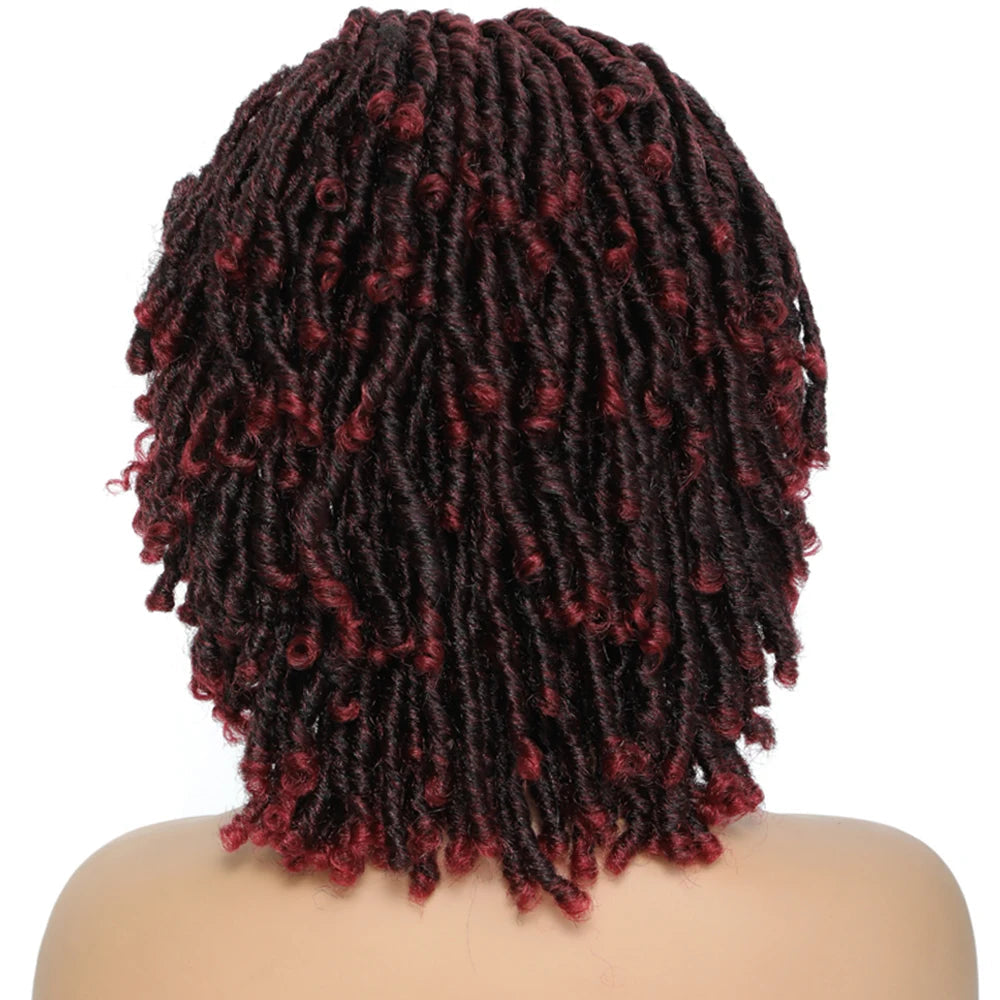 Soft Faux Locs Headband Wig - 6 Inch Ombre Dreadlock Wig for Black Women - Curly Braided Synthetic Wig with Headband - 1B, Burgundy, 27, 30, 613 Options Luxegan