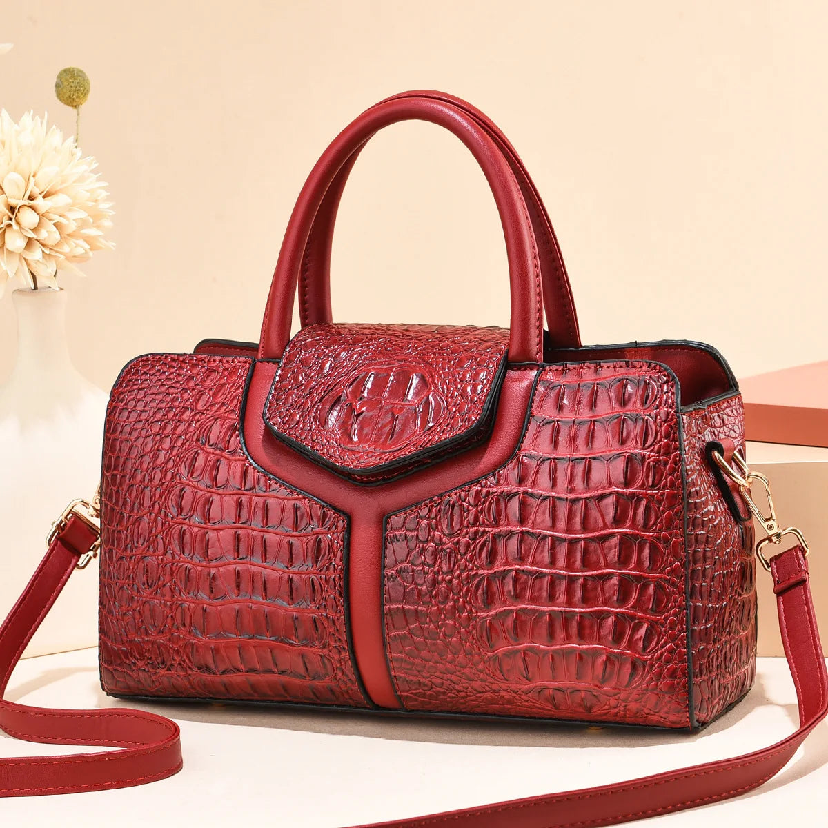 Bag Women New Fashion Crocodile Pattern Handbag | Large Capacity Casual Shoulder Messenger Bag (Purses & Handbags) Luxegan