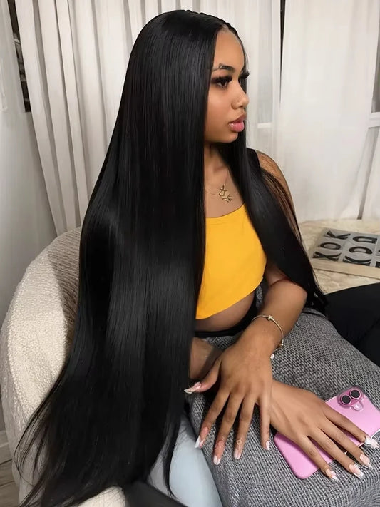 250 Density 40 36 Inch Straight HD Transparent 13x6 Lace Front Wig | Brazilian Virgin Remy Human Hair Luxegan