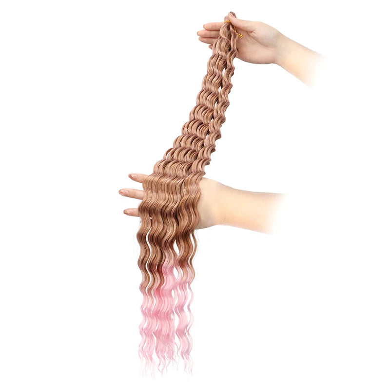 30 Inch Pre-Stretched Deep Wave Crochet Hair – Ombre Soft Curly Braiding Hair for Women Luxegan