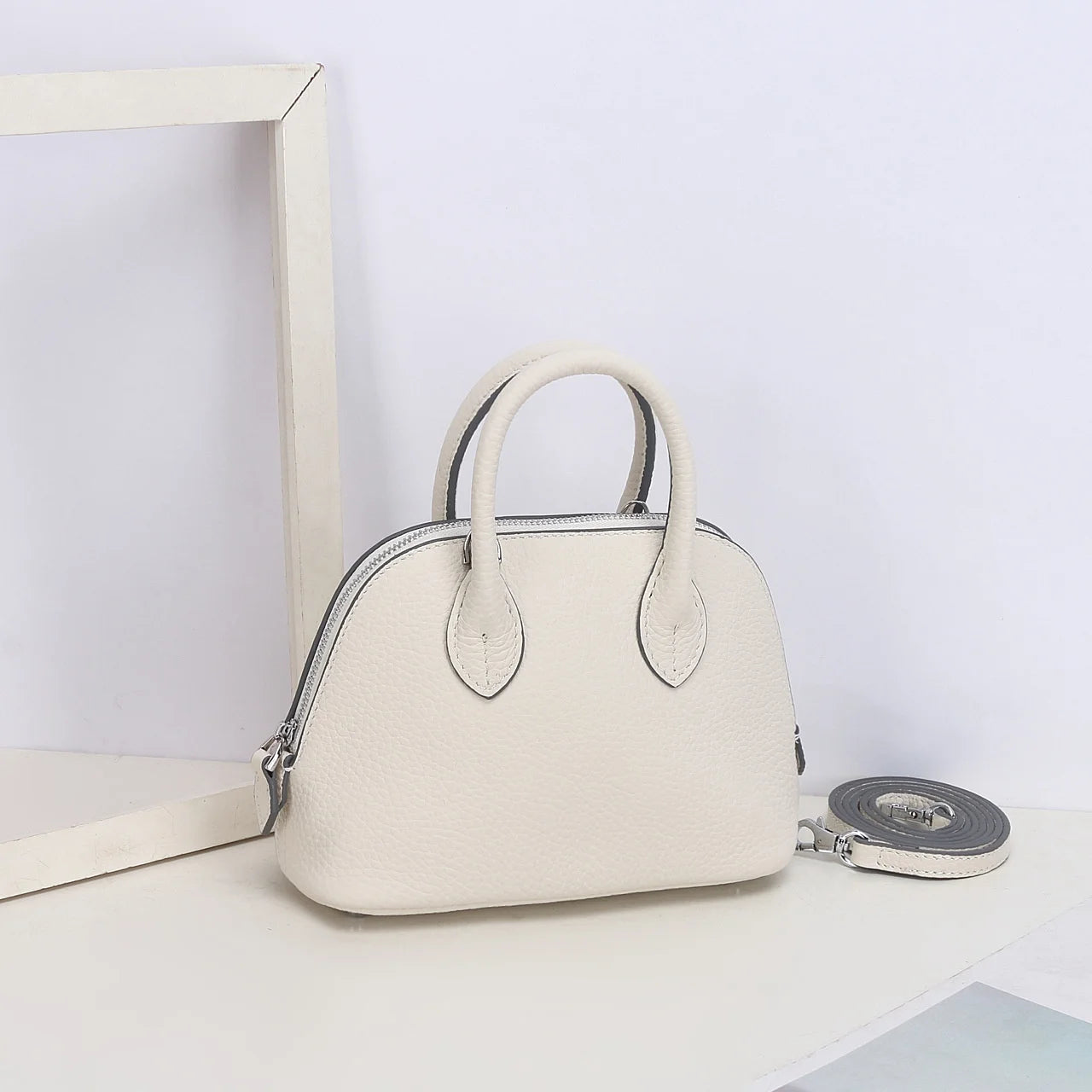 Shell Bag Women's Messenger Bag | Cow Leather Simple Shoulder Bag & Fashion Ladies Classic Handbag (Small Mobile Phone Crossbody Bag) Luxegan