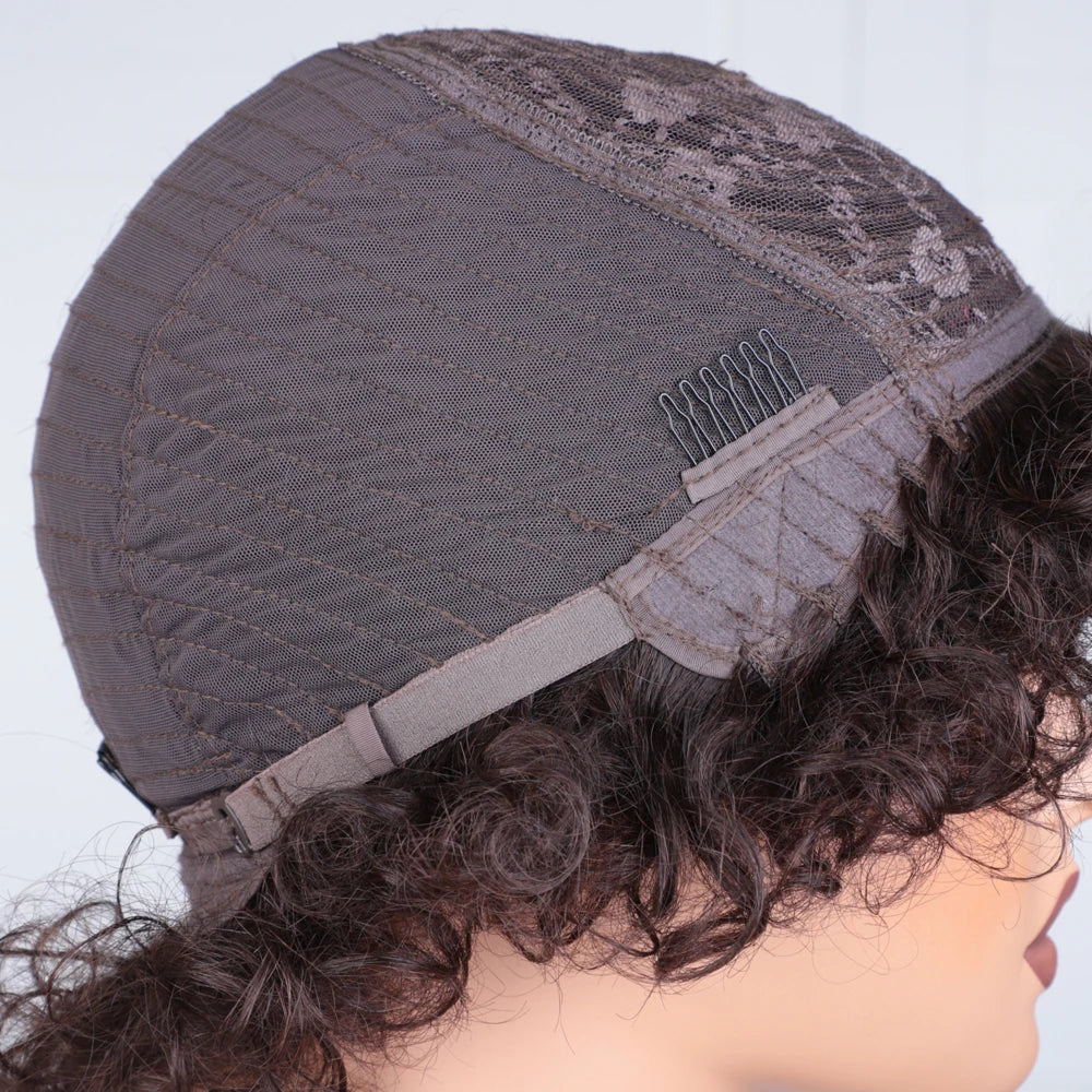 Afro Kinky Curly Wig | Short Full Machine Made Remy Human Hair (Glueless "Wear to Go") Luxegan