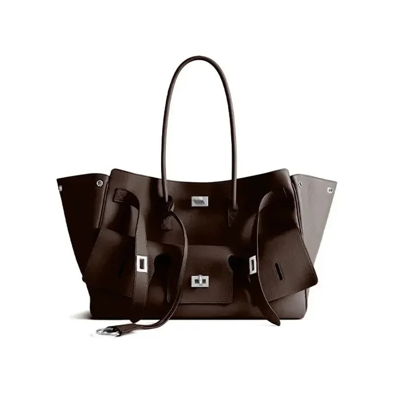 Luxury Wings Style Synthetic Leather Shoulder Bag,Large Capacity Commuting Women Tote Bag,Punk Buckle Simple Versatile Handbag