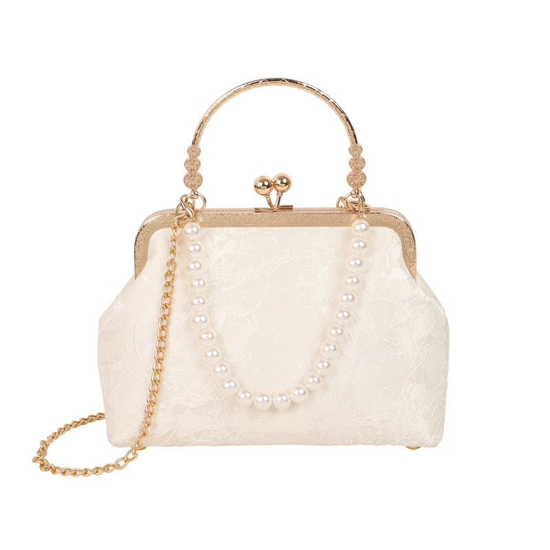 Vintage Classic Lace Bag | Pearl Evening Bags, Wedding Shell Lock Bags & Women's Handbags Luxegan