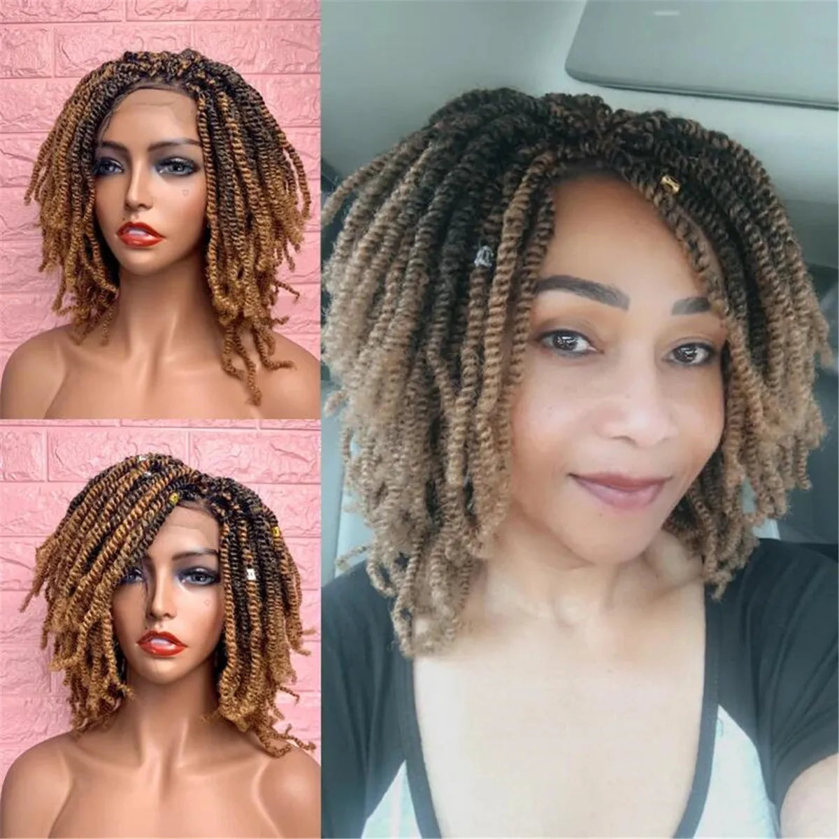 14" Nubian Kinky Twist Braided Wig | Full HD Lace | Afro Twist Wig | 4C Texture | Spring Twist | Cosplay Wig