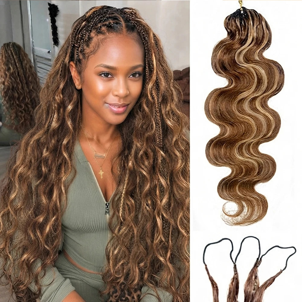 Highlight P427 Body Wave Feather Crochet Human Hair – Double Drawn Miracle Knots Boho Braids - view 6