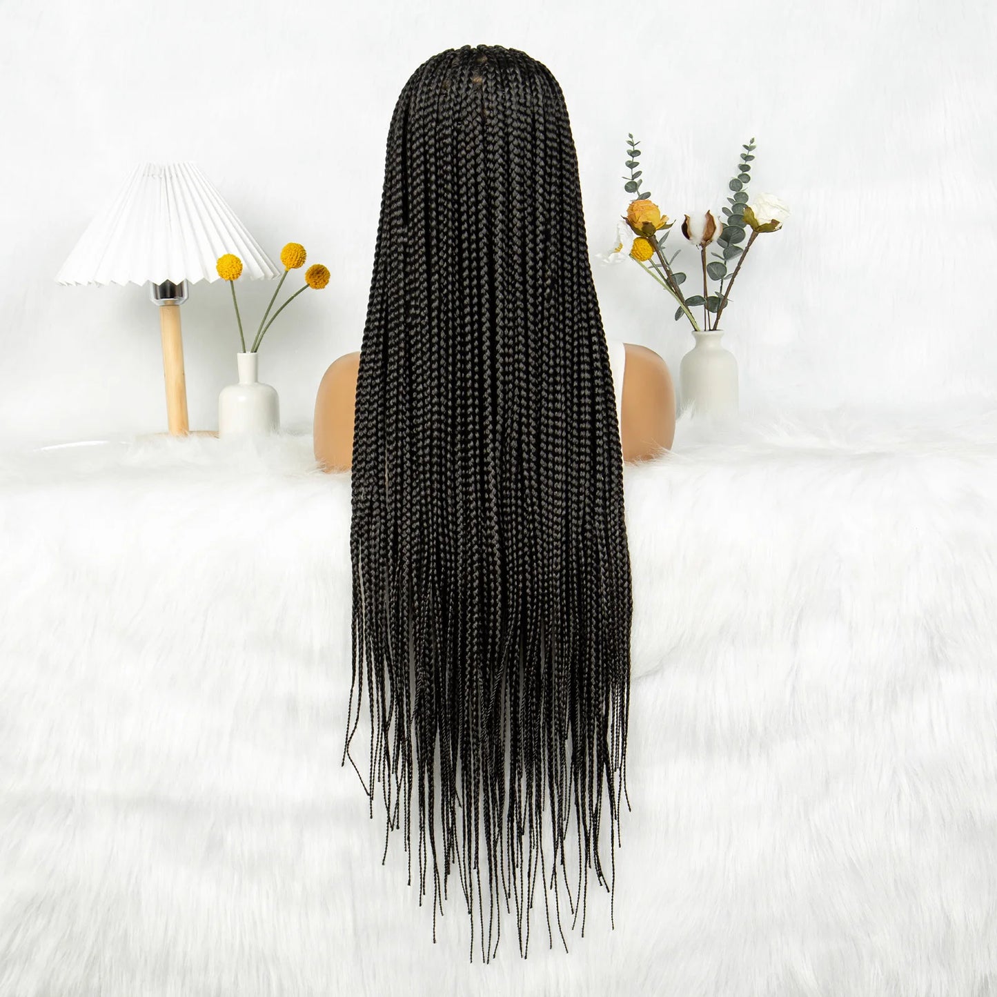 Box Braids & Fulani Braids Full Lace Wig with Bangs | Synthetic Braided Wig for African Women