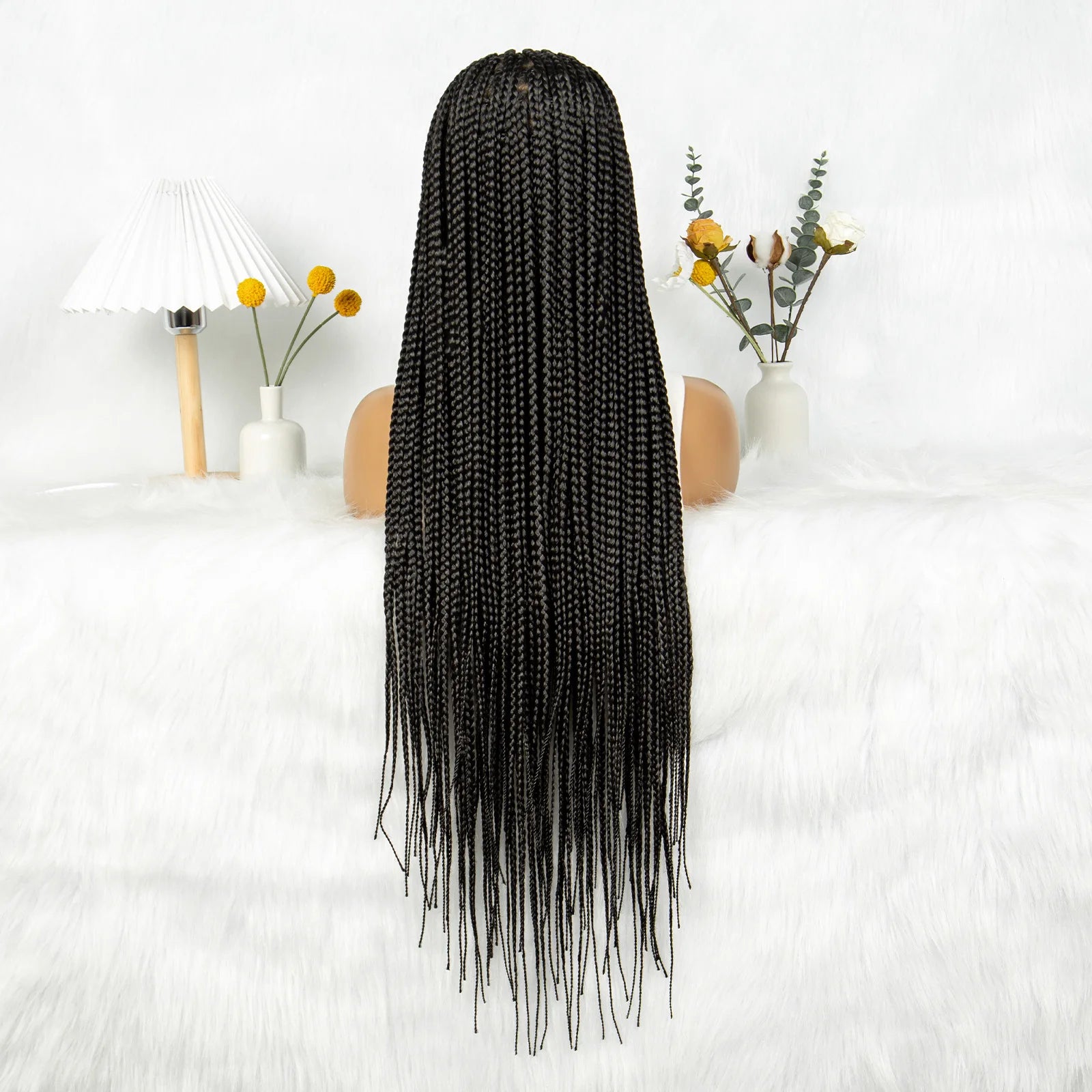 Box Braids & Fulani Braids Full Lace Wig with Bangs | Synthetic Braided Wig for African Women