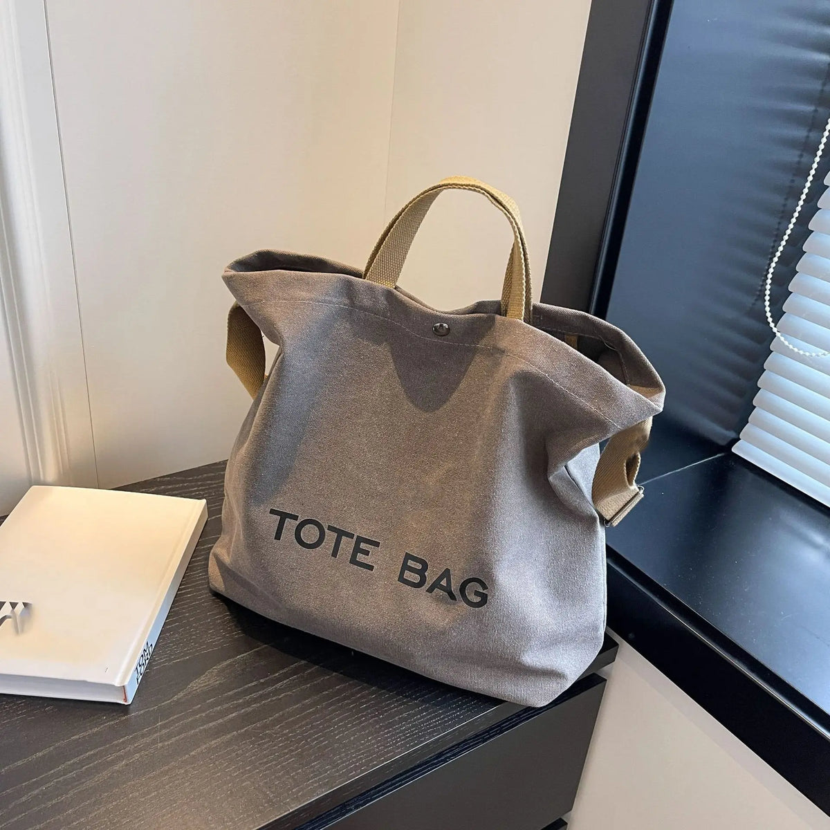 Premium Thickened Canvas Retro Tote | Large Capacity Women’s Commuter Handbag | High-End Sense Student Shoulder Bag with Interior Zipper Pocket Luxegan