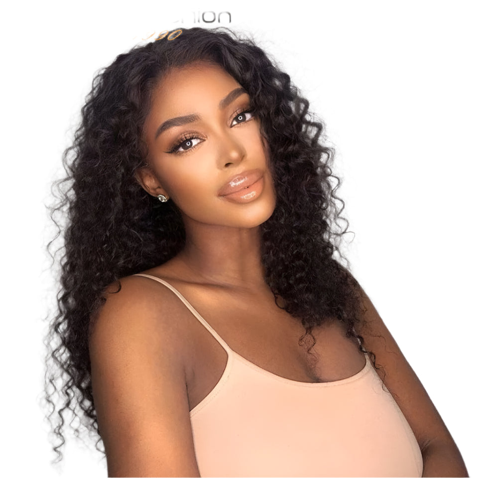 Rebecca 180% Density Deep Curly U-Part Wig | No Leave Out Brazilian Remy Human Hair Luxegan