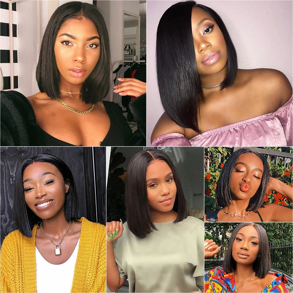 180% Density 13x4 Bone Straight Bob Wig | Brazilian Remy Hair | Transparent Lace Frontal Wig