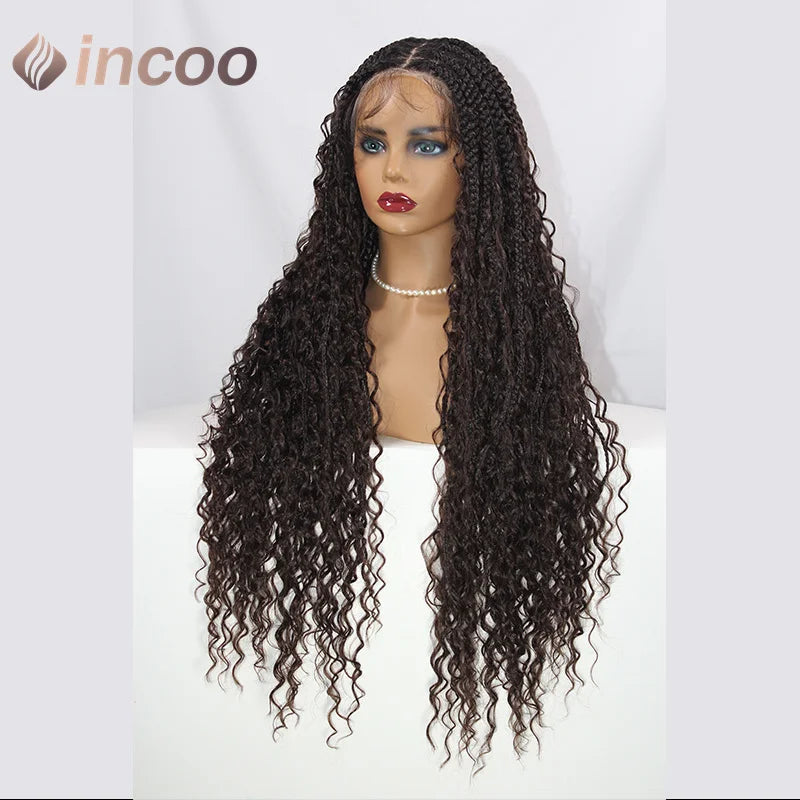 613 Blonde & Burgundy Butterfly Braids Wig | 36" Full Lace | Goddess Locs & Box Braids Luxegan