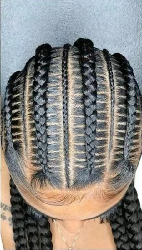 36" Jumbo Cornrow Braided Wig | Full Lace Synthetic Wig | Knotless Box Braids, Lace Frontal, Black Women