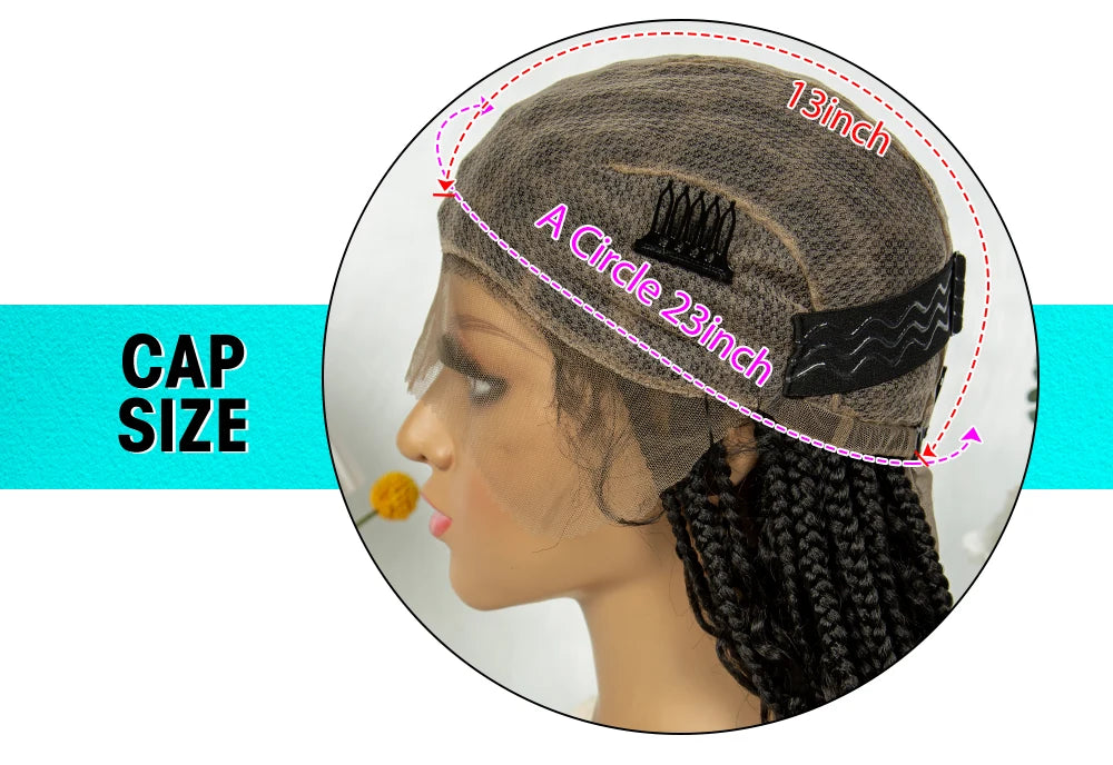 Short Bohemian Box Braids Wig | Full Lace | Curly Ends | Baby Hair | Synthetic Boho Wig Luxegan