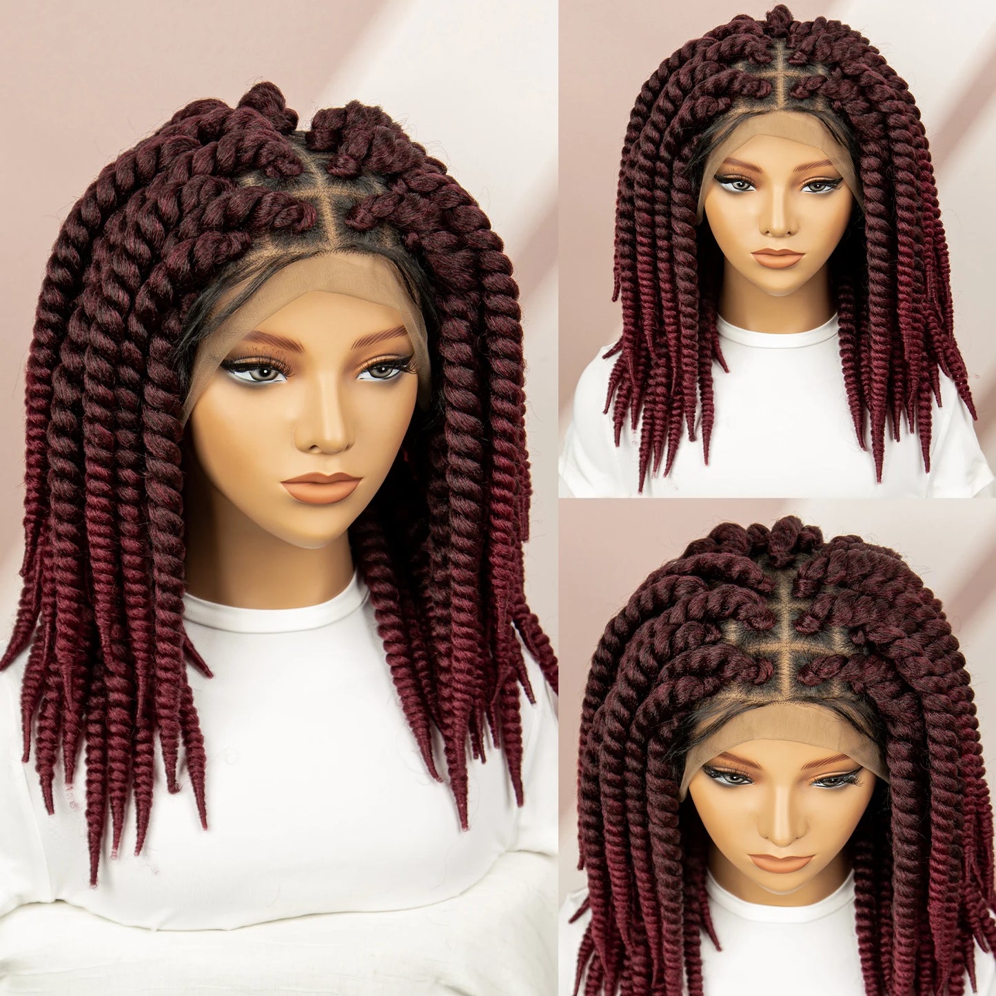 Twisted Braided Wig | Bob Twist Crochet Wig | Full Lace Braided Wig for Black Women | Kanekalon Hair