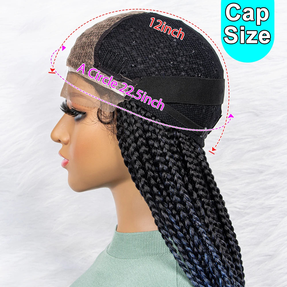 Gradient Water Wave Knotless Box Braids Wig | 9x6 Lace Front | Baby Hair Luxegan